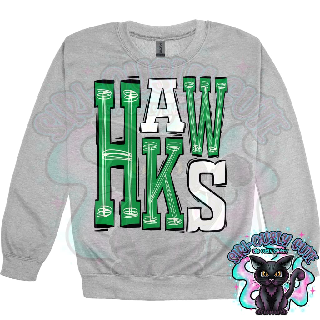 Sporty Hawks - Kelly Green White Mascot