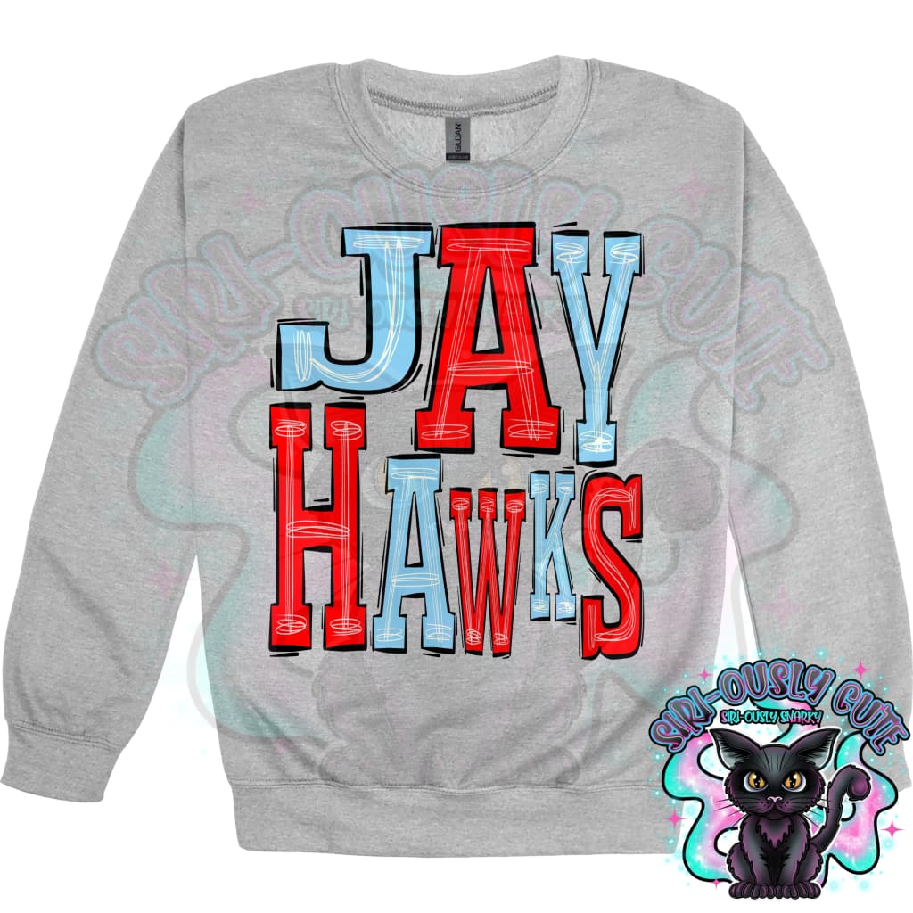Sporty Jayhawks - Light Blue Red Mascot