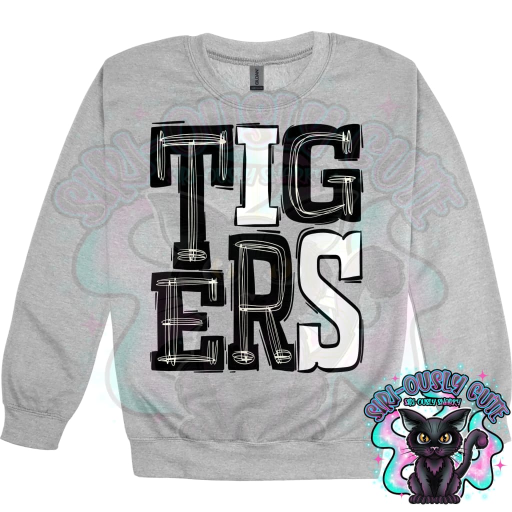 Sporty Tigers - Black White Mascot