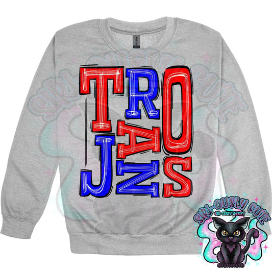 Sporty Trojans - Red Royal Blue Mascot