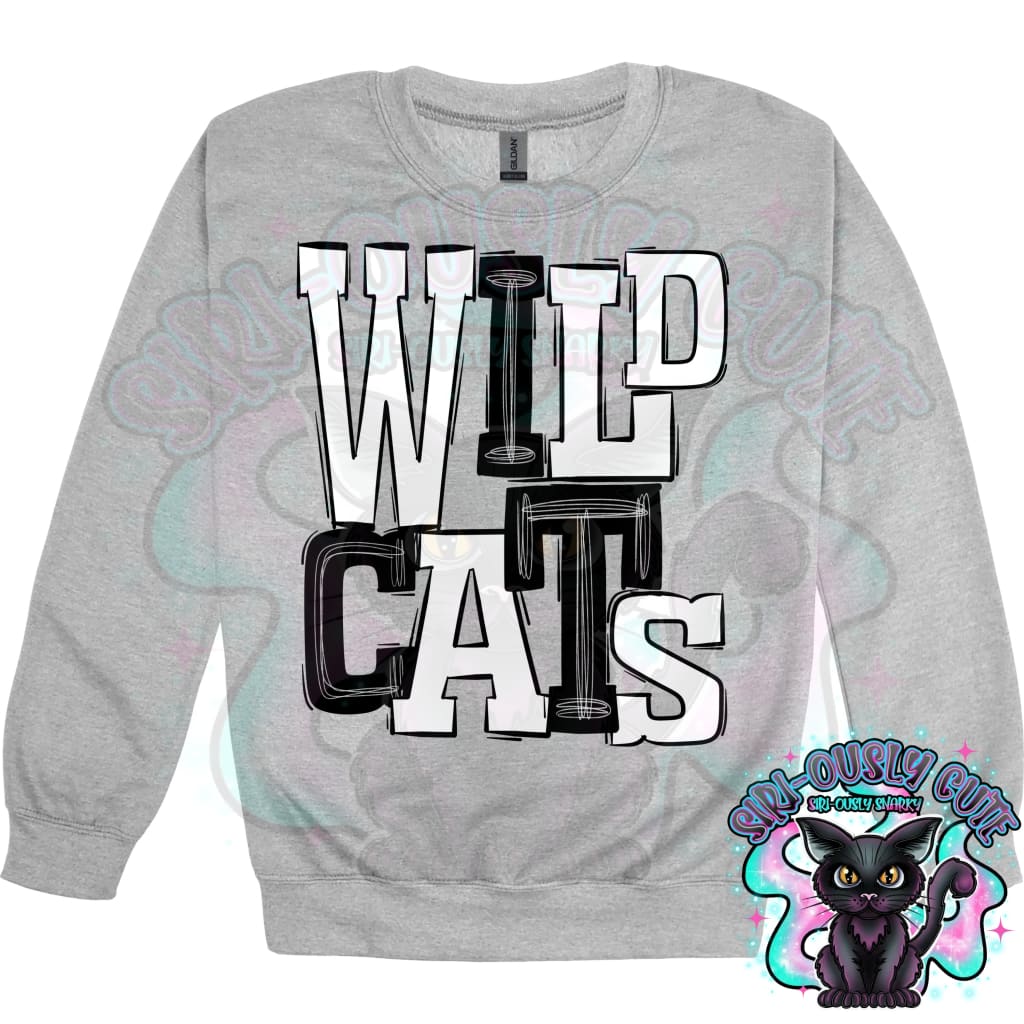 Sporty Wildcats - Black White Mascot
