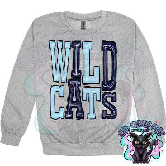 Sporty Wildcats - Columbia Blue Navy Mascot