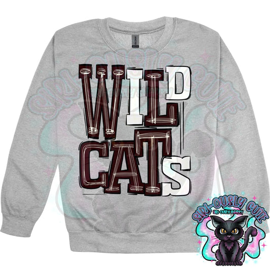 Sporty Wildcats - Maroon White Mascot