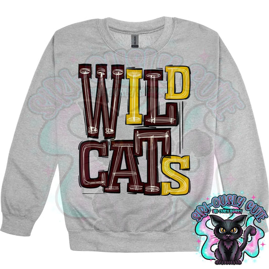 Sporty Wildcats - Maroon Yellow Mascot