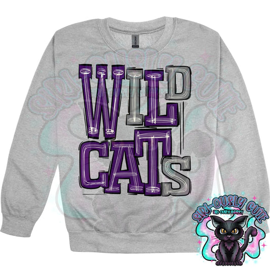 Sporty Wildcats - Purple Gray Mascot
