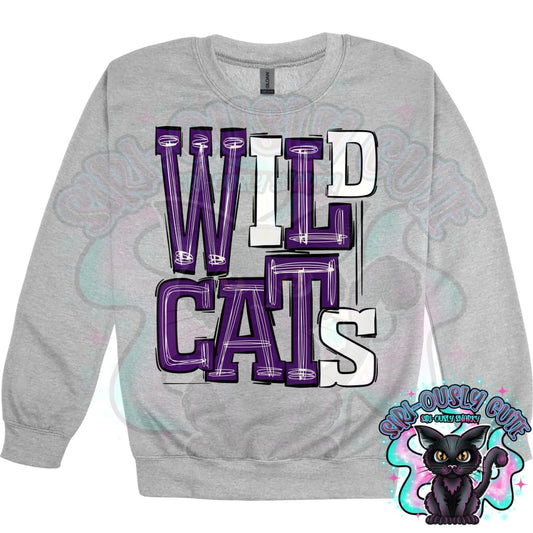 Sporty Wildcats - Purple White Mascot