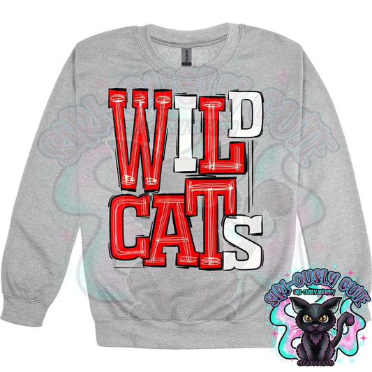 Sporty Wildcats - Red White Mascot