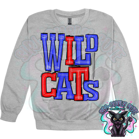 Sporty Wildcats - Royal Blue Red Mascot
