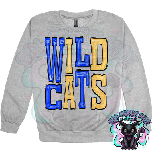 Sporty Wildcats - Royal Blue Yellow Mascot