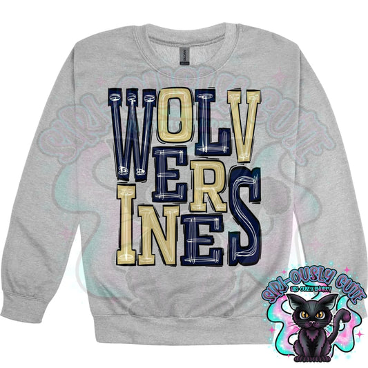 Sporty Wolverines - Navy Vegas Gold Mascot