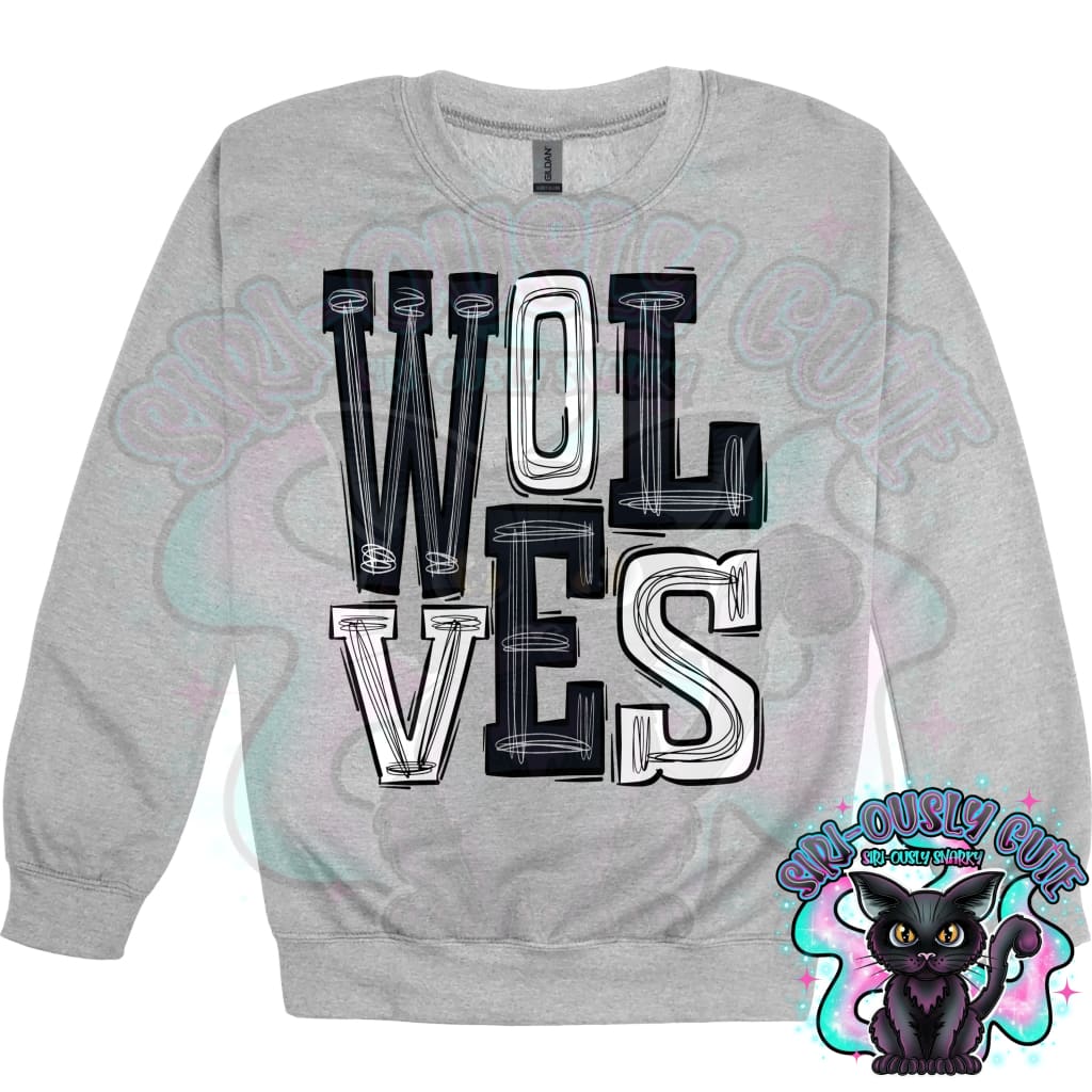 Sporty Wolves - Black White Mascot