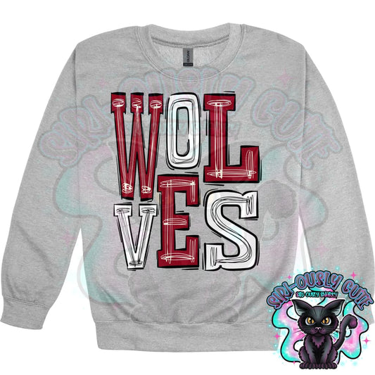 Sporty Wolves - Cardinal Red White Mascot