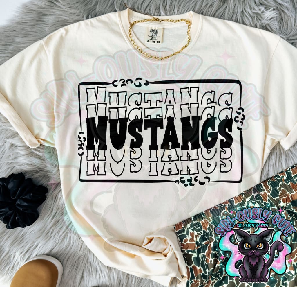 Stacked Mascot With Frame Mustangs Mascot