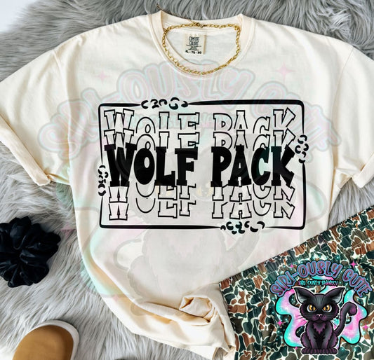 Stacked Mascot With Frame Wolf Pack Mascot