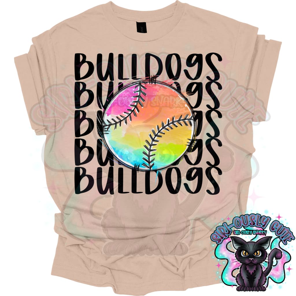 Tie Dye Sports Bulldogs Baseball Mascot