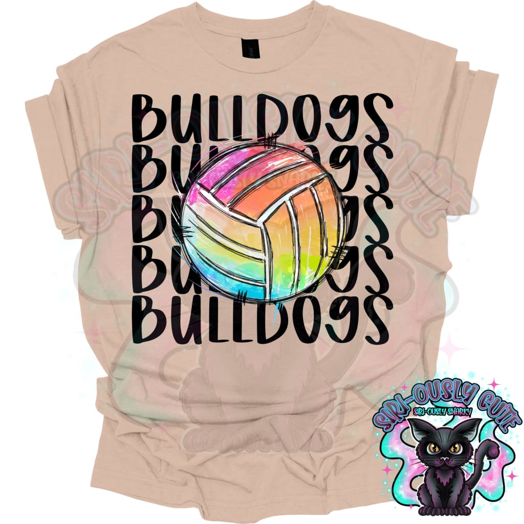 Tie Dye Sports Bulldogs Volleyball Mascot