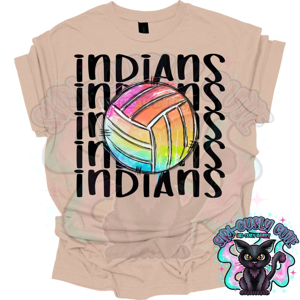 Tie Dye Sports Indians Volleyball Mascot