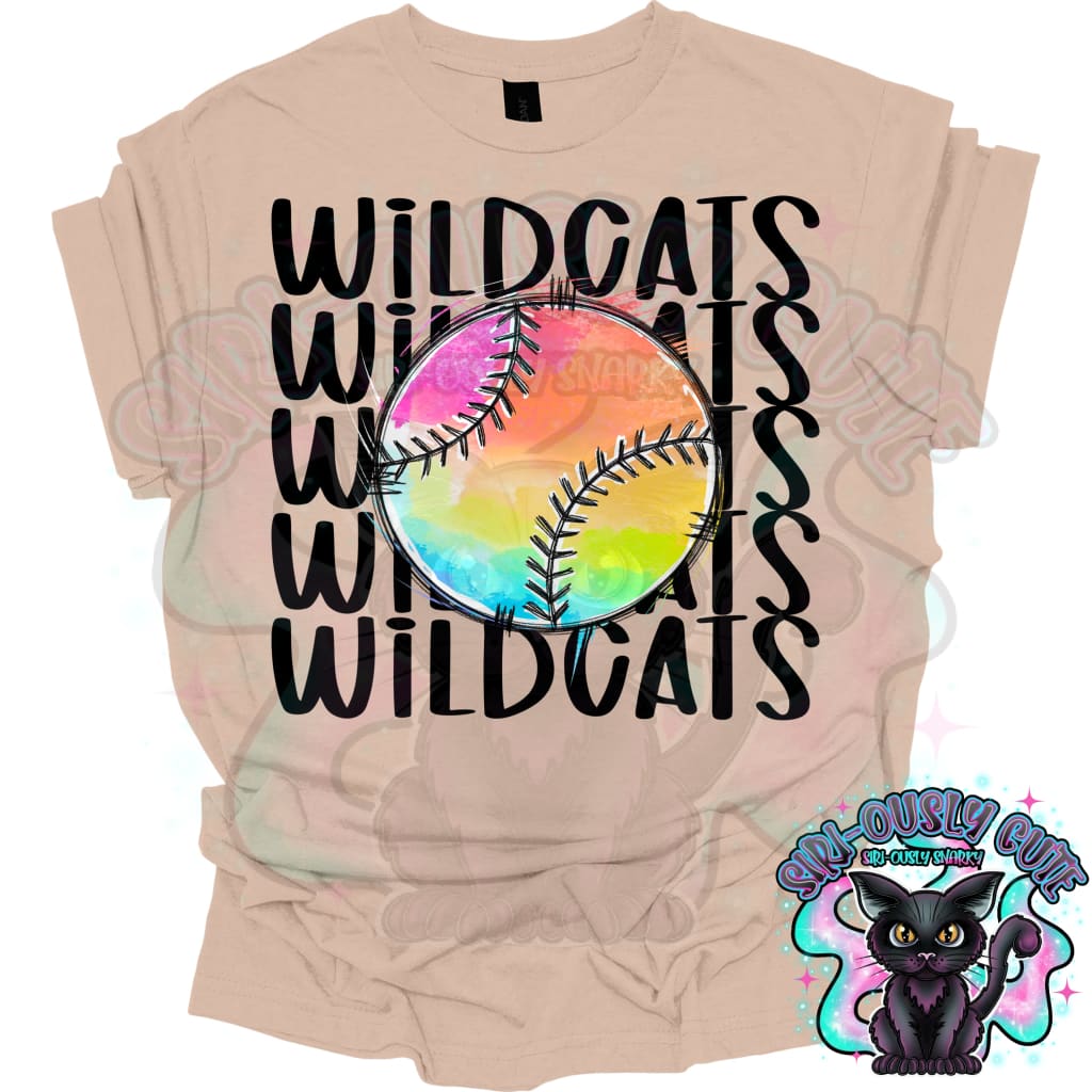 Tie Dye Sports Wildcats Baseball Softball Mascot