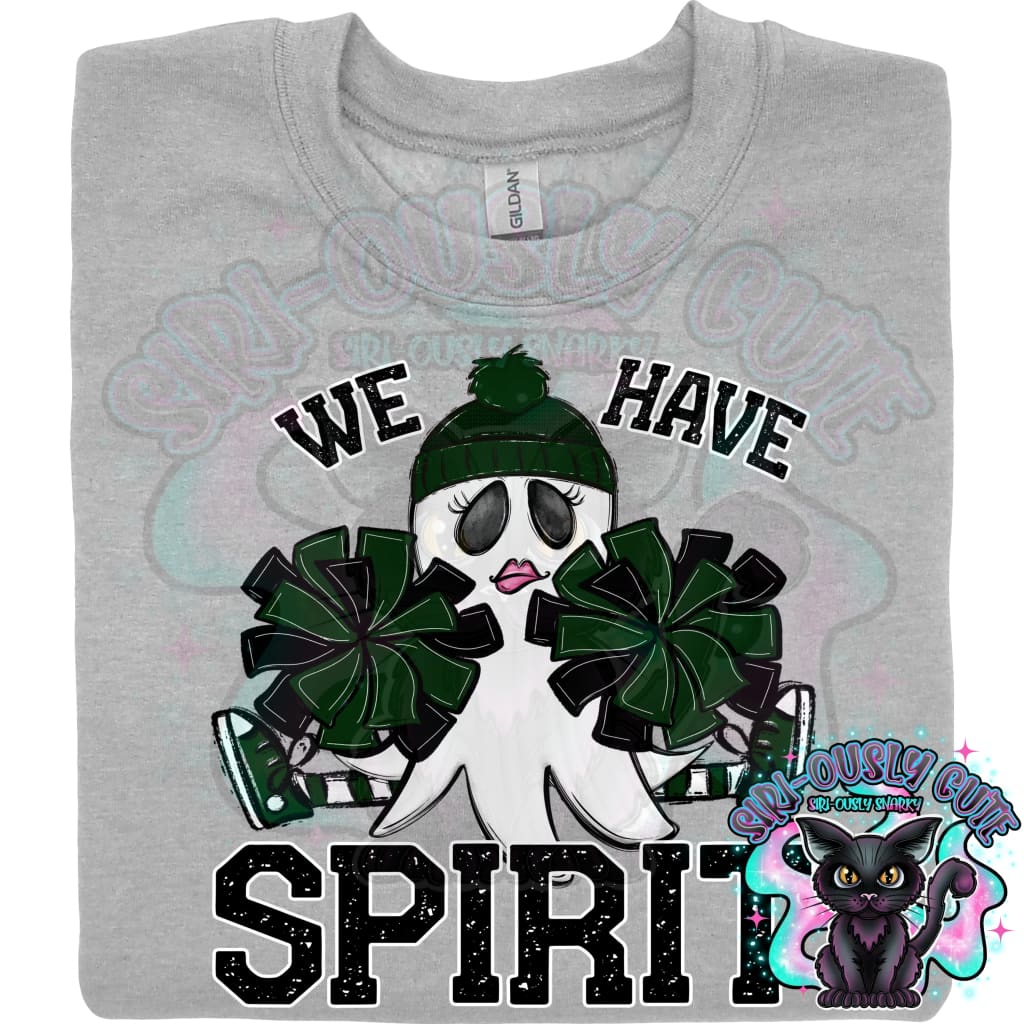 We Have Spirit Ghost Cheerleader Dark Green Mascot