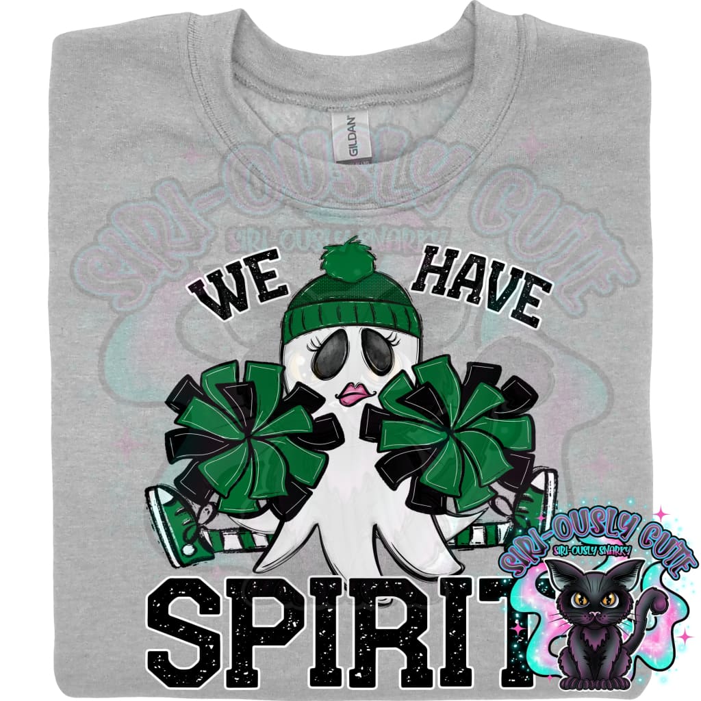 We Have Spirit Ghost Cheerleader Kelly Green Mascot
