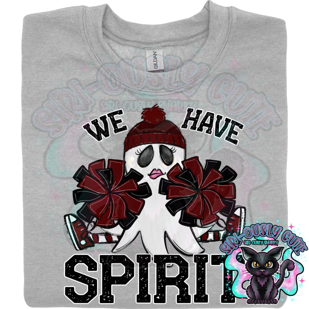 We Have Spirit Ghost Cheerleader Maroon Mascot