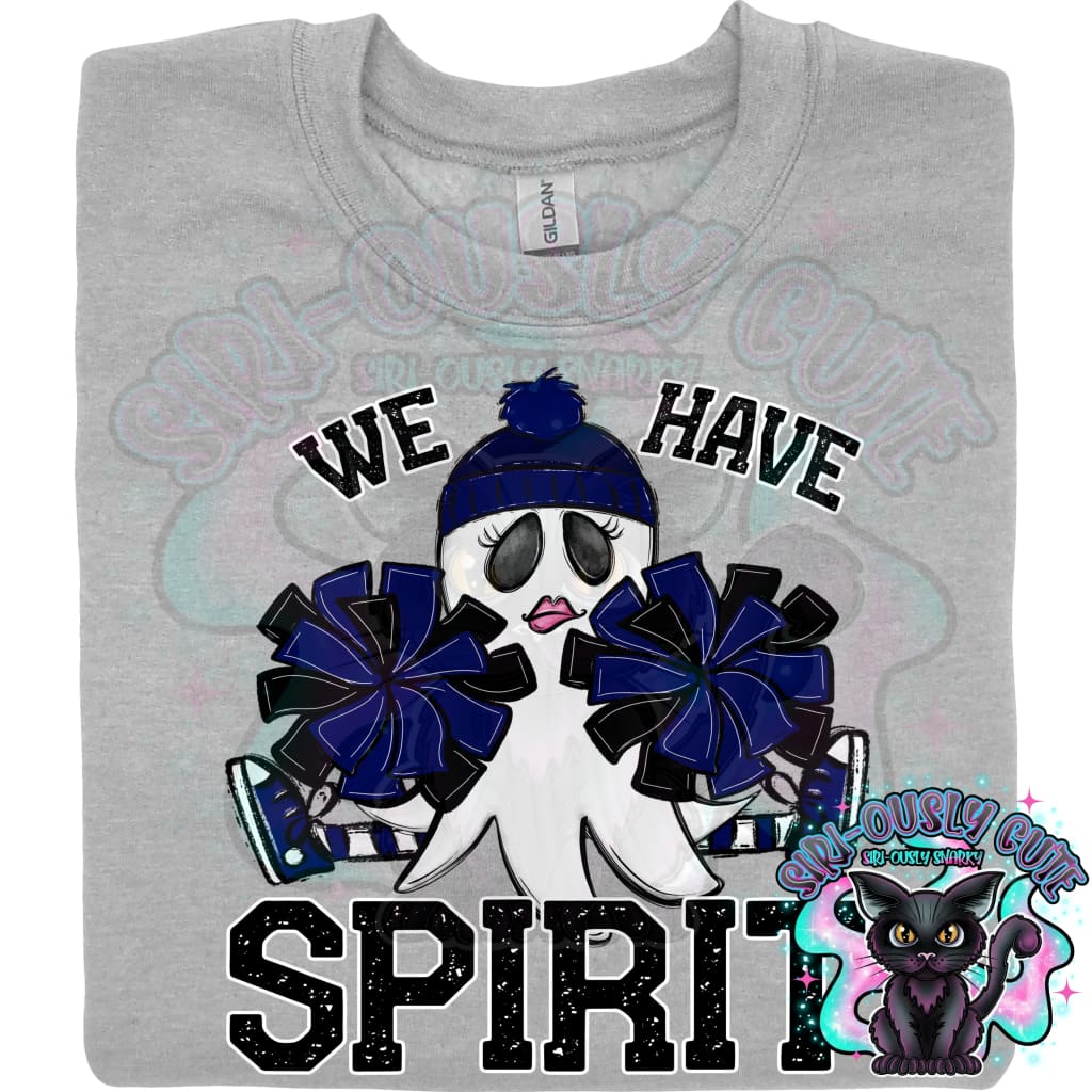 We Have Spirit Ghost Cheerleader Navy Mascot