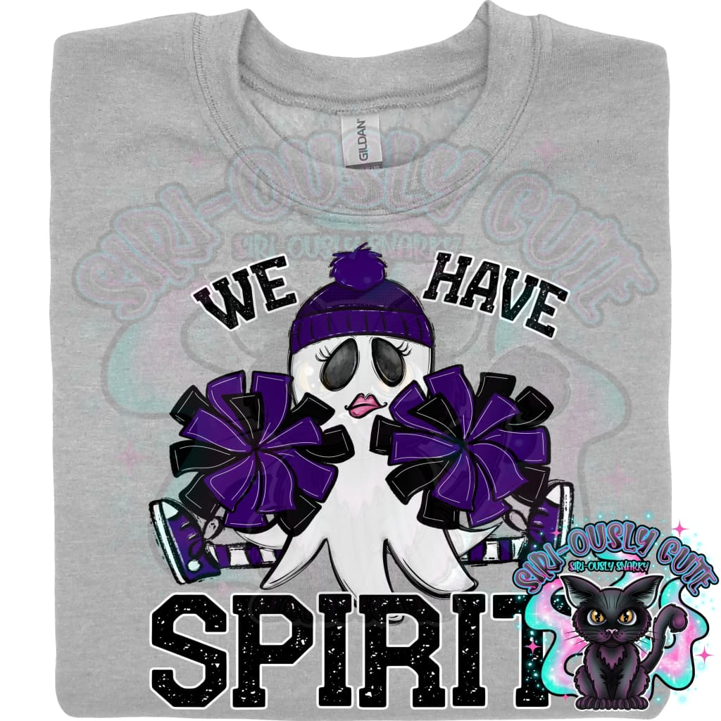 We Have Spirit Ghost Cheerleader Purple Mascot