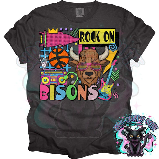 90S Rock On Bisons Basketball Mascot