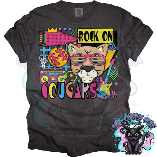 90S Rock On Cougars Softball Mascot