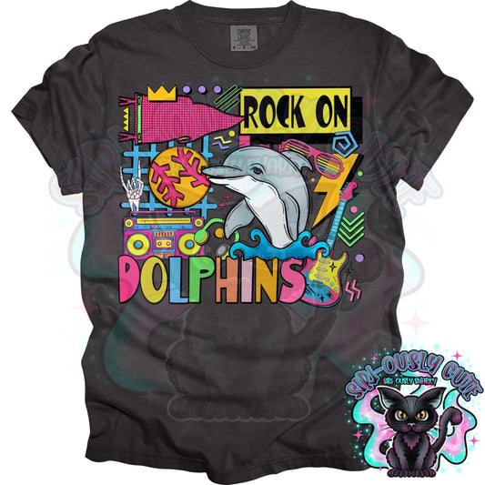 90S Rock On Dolphins Softball Mascot