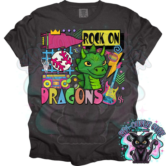 90S Rock On Dragons Baseball Mascot