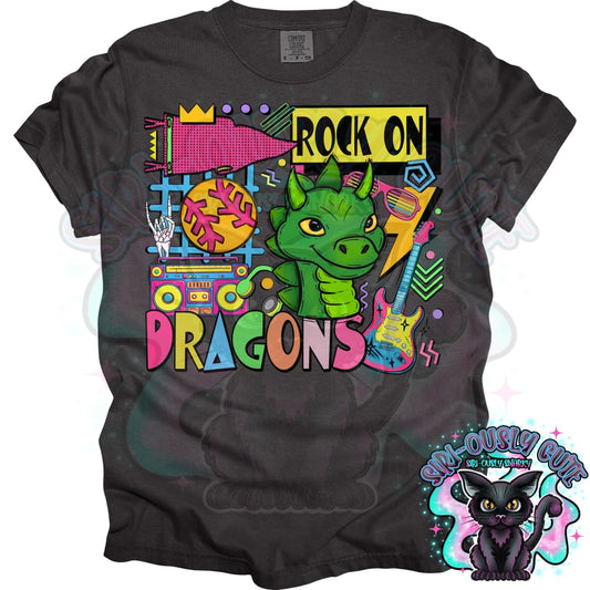 90S Rock On Dragons Softball Mascot