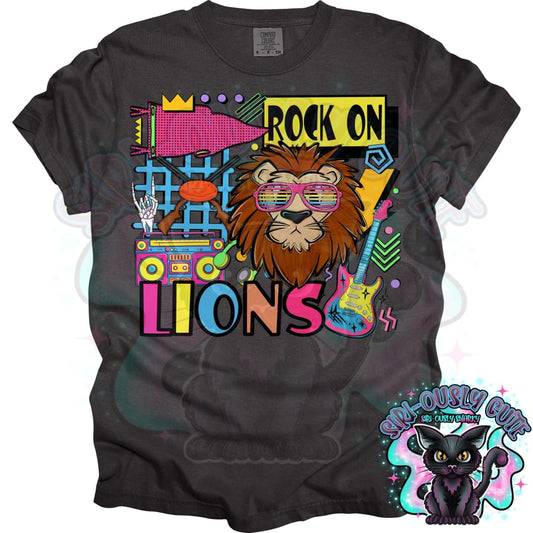 90S Rock On Lions shooting Mascot