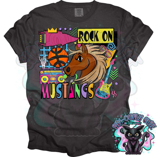 90S Rock On Mustangs Basketball Mascot