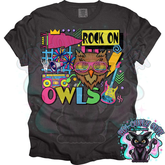90S Rock On Owls Cheer Mascot