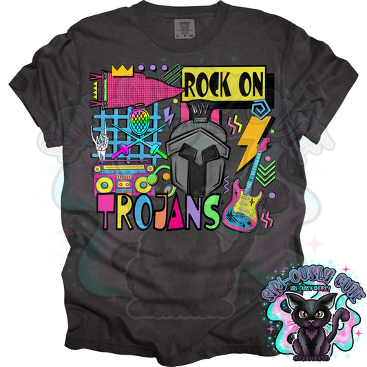 90S Rock On Trojans Fencing Mascot