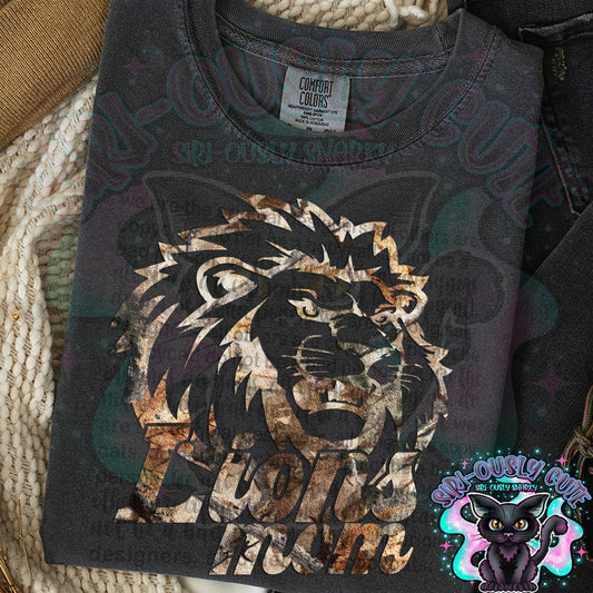 Camo Outline Mascot - Lions Mom