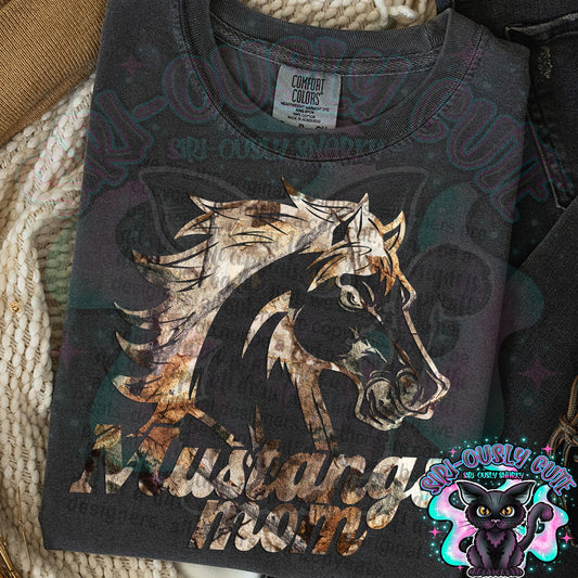 Camo Outline Mascot - Mustangs Mom