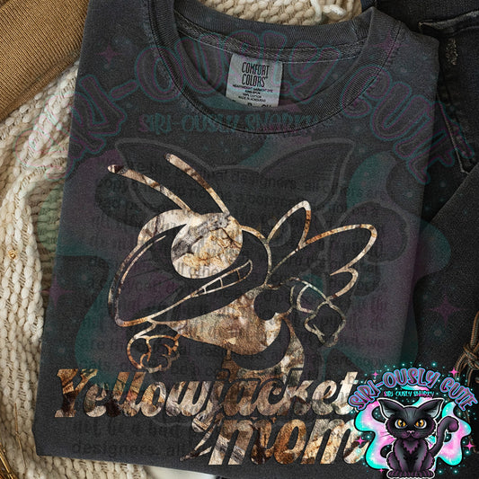 Camo Outline Mascot - Yellowjackets Mom