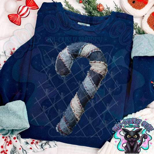 Denim Patchwork Candy Cane