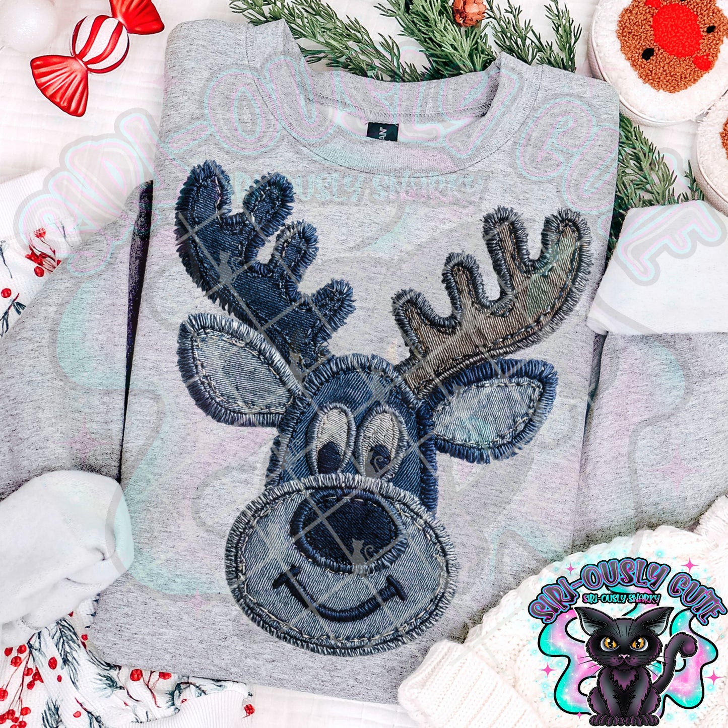 Denim Patchwork Reindeer