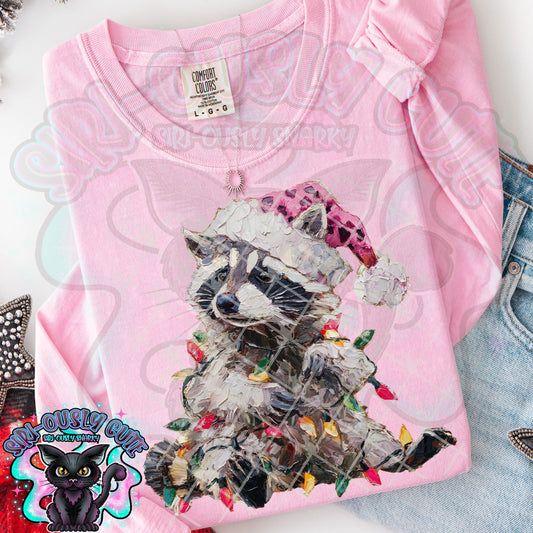 Hand Painted Christmas Feral Raccoon