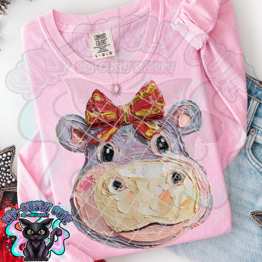 Hand Painted Hippo for Christmas