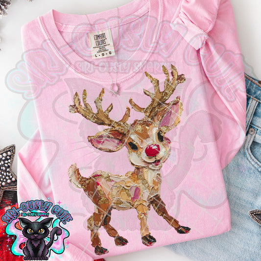 Hand Painted Red Nose Reindeer