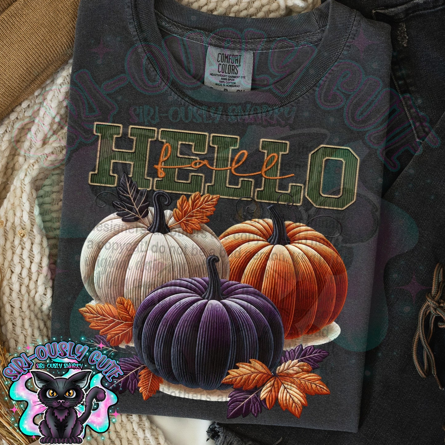 Hello Fall Corduroy Pumpkins