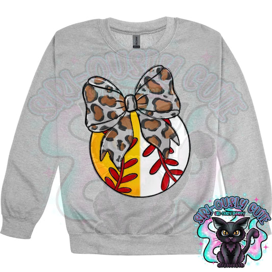 Balls and Bows Split Baseball Softball Leopard Mascot