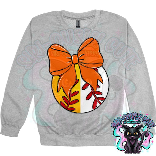 Balls and Bows Split Baseball Softball Orange Mascot