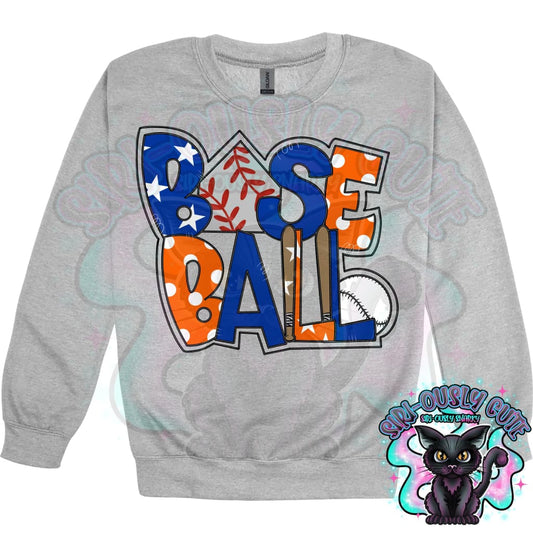 Baseball Word Art Royal and Orange Mascot