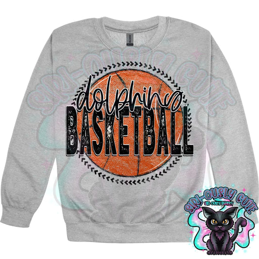 Basketball Grunge Circle Dolphins Mascot