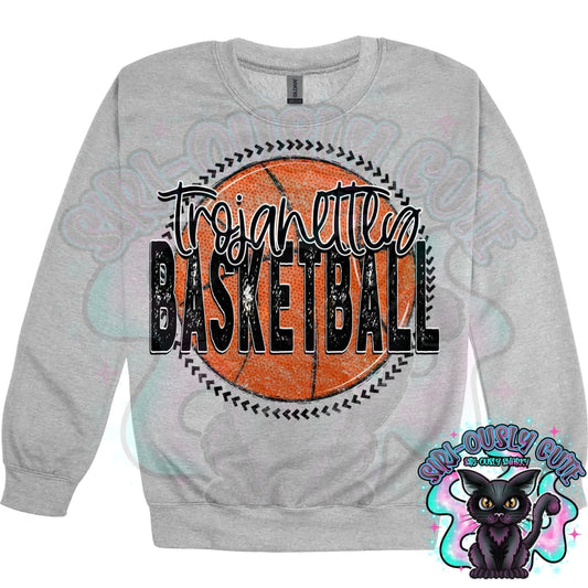 Basketball Grunge Circle Trojanettes Mascot
